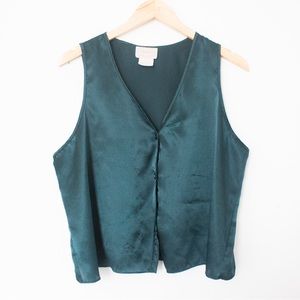 Angelique | Vintage 80’s/90’s Dark Green 2 Piece Pajama Top & Shorts | Size L